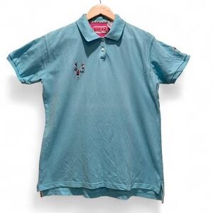 Vintage Pivot Rules Turquoise Women's Golf Short Sleeve Polo Shirt‎ Medium